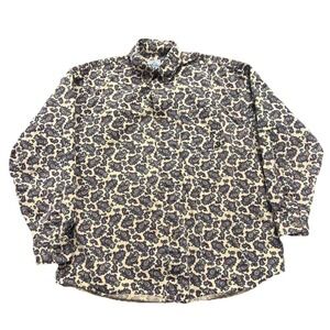 Cambridge Classics Flannel Shirt Mens Large Beige Paisley Cotton Button Down